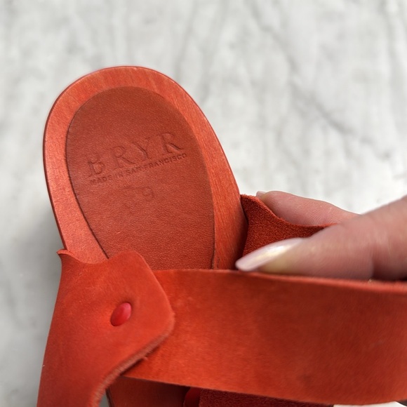 Bryr Studio Jesse Leather Platform Wooden Sandal Orange-Red Size 39/9 - Picture 11 of 12